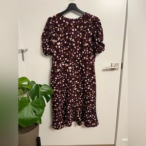 Ann Taylor Black and Pink Patterned Midi Dress